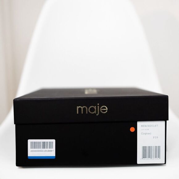 NEW Maje Flixy Cognac Block Heel Booties Brown Boots Size 39 NIB - Picture 10 of 10